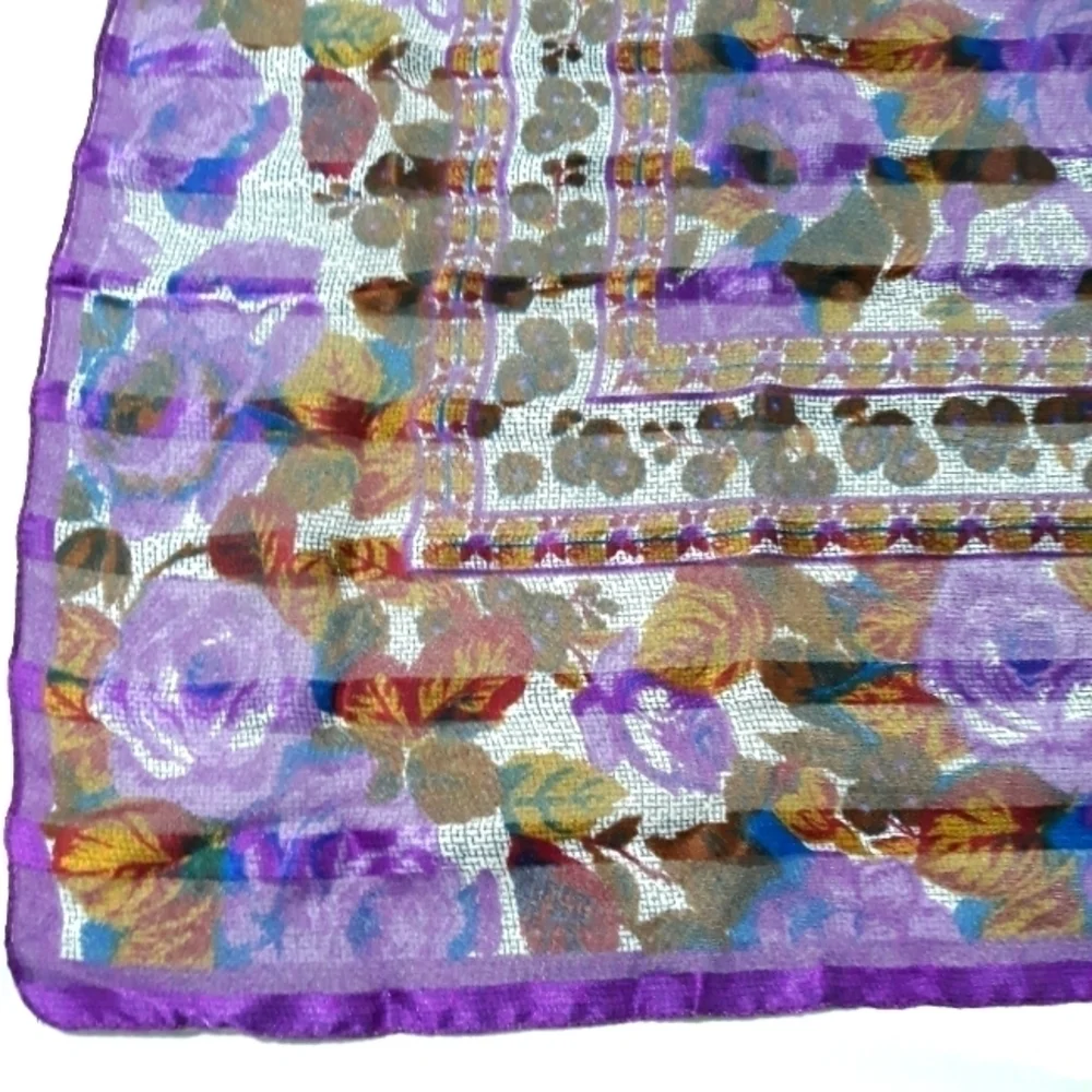 Berkshire Colorful Roses Purple Scarf 30 1/2